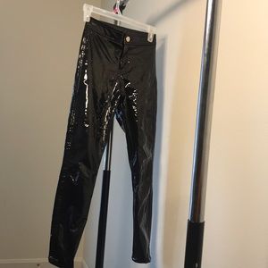 Black vinyl pants